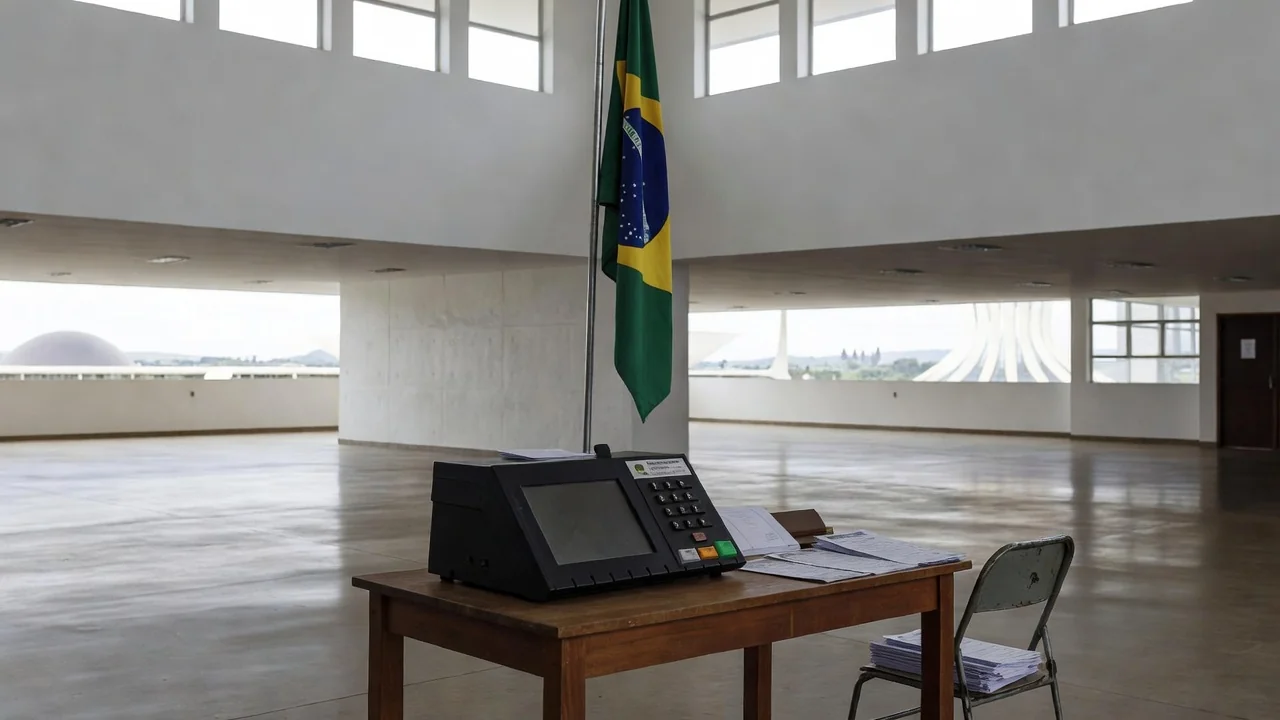 Urna eleitoral em seção de votação no Distrito Federal para pesquisa Igape