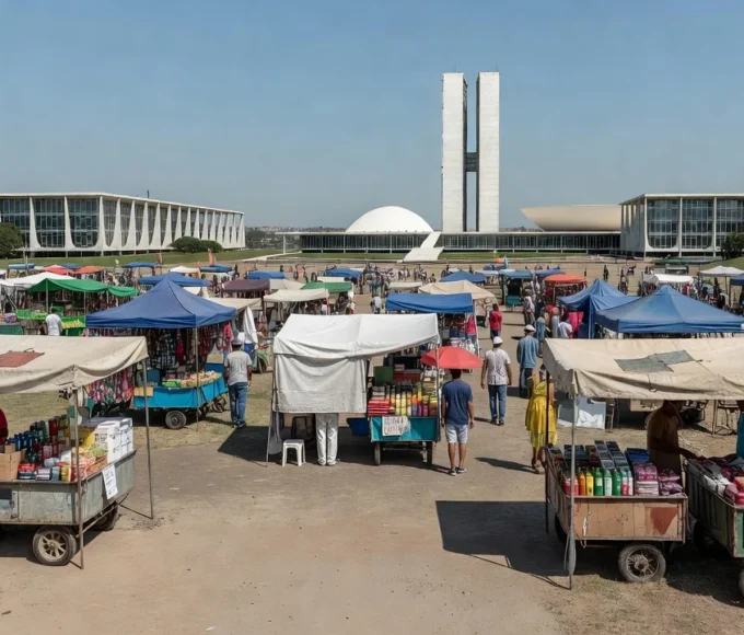 Vendedores ambulantes na Esplanada dos Ministérios em Brasília no 7 de Setembro
