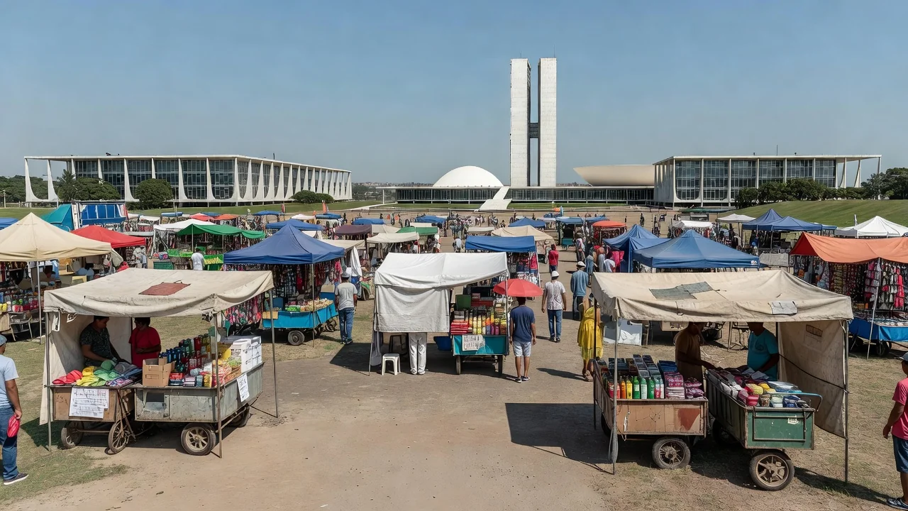 Vendedores ambulantes na Esplanada dos Ministérios em Brasília no 7 de Setembro