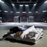 Medalha de ouro em kimono de jiu-jitsu com símbolo da PMDF