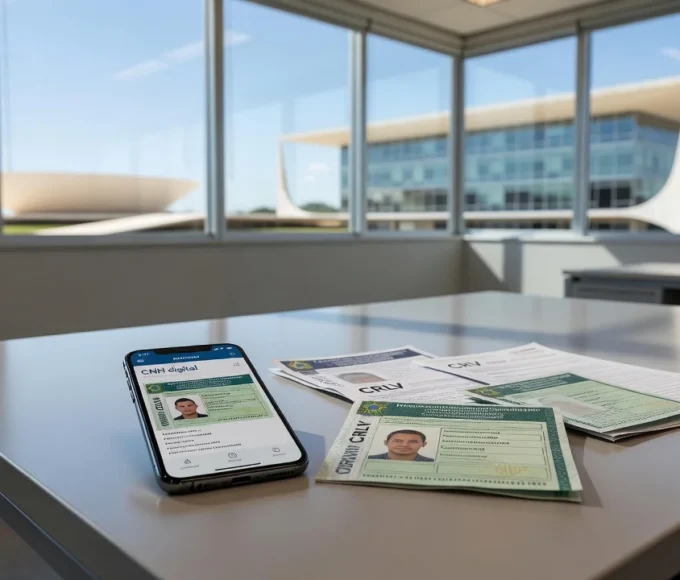 Smartphone com CNH digital do Detran-DF em Brasília