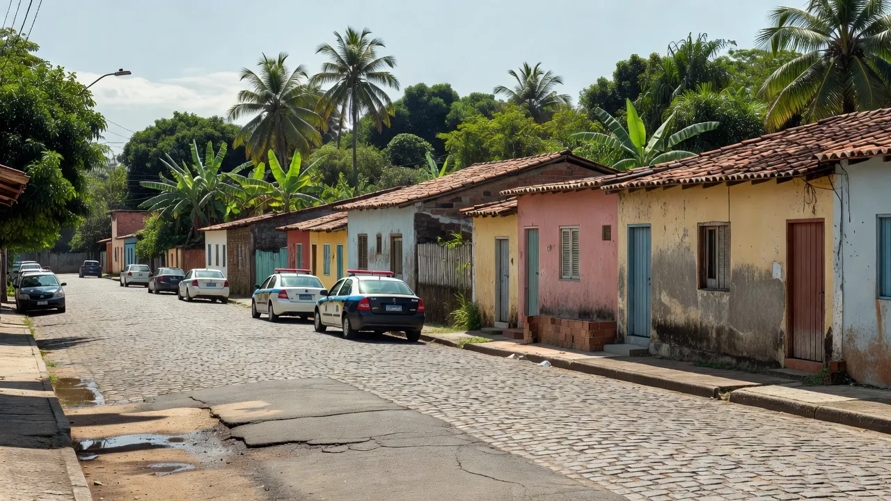 Rua no Itapoã com viaturas policiais após prisão por tráfico de crack