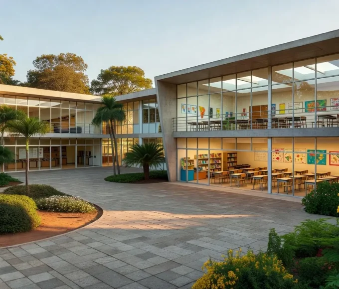 Escola pública no DF simbolizando liderança no Ideb até 2030