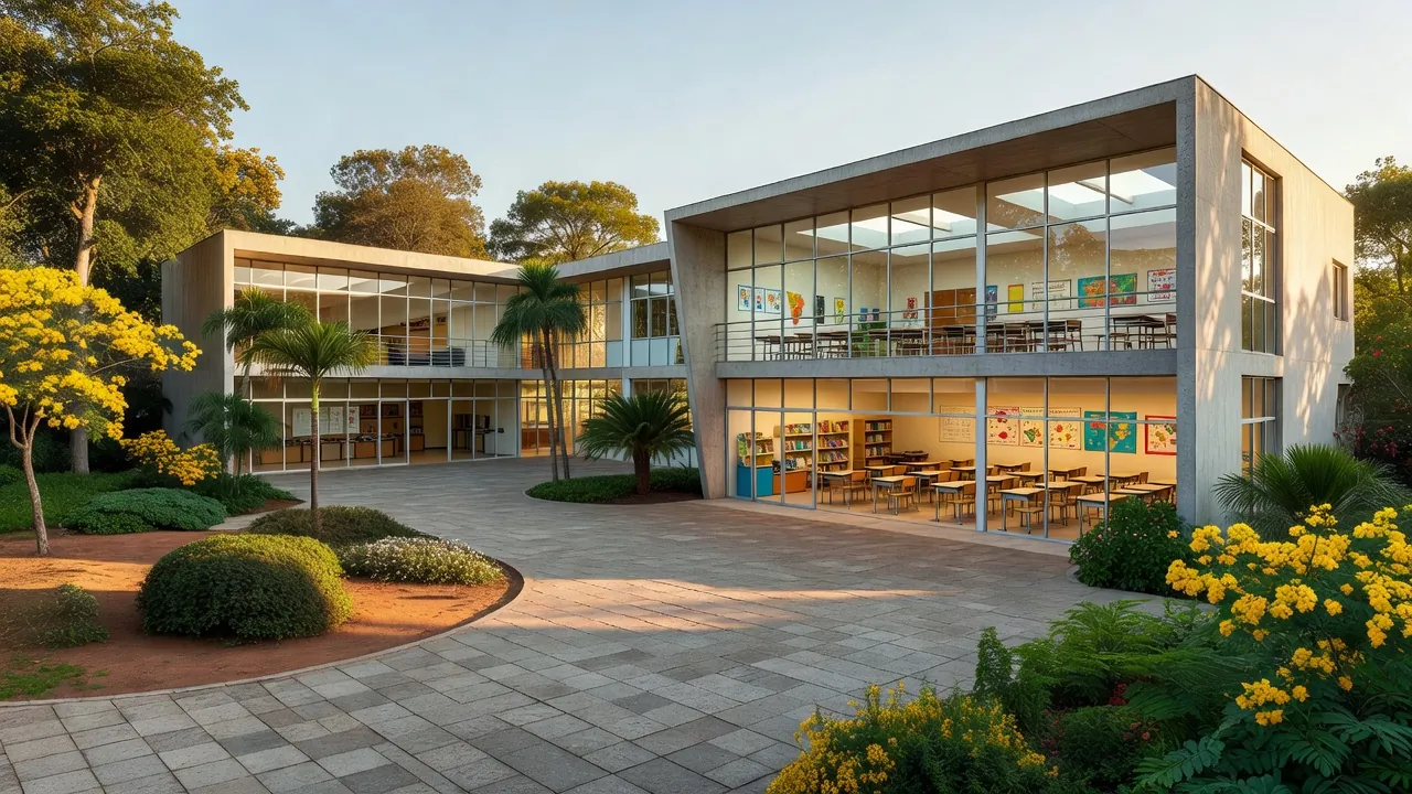 Escola pública no DF simbolizando liderança no Ideb até 2030