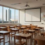 Sala de aula em Brasília com materiais sobre sexualidade e planejamento familiar