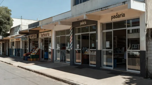 Rua comercial em Brasília com micro e pequenas empresas no DF
