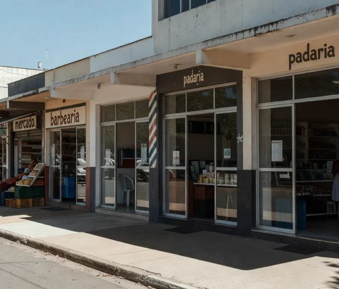 Rua comercial em Brasília com micro e pequenas empresas no DF