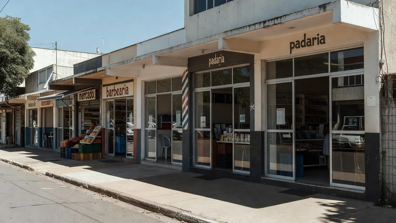 Rua comercial em Brasília com micro e pequenas empresas no DF
