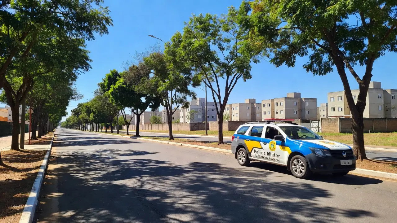 Viatura da PMDF em rua de Ceilândia, Brasília