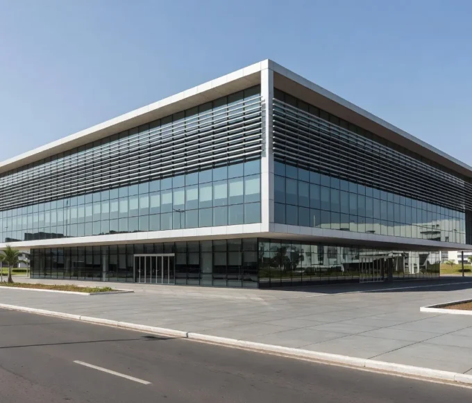 Fachada do Banco de Brasília (BRB) em Brasília sob luz natural