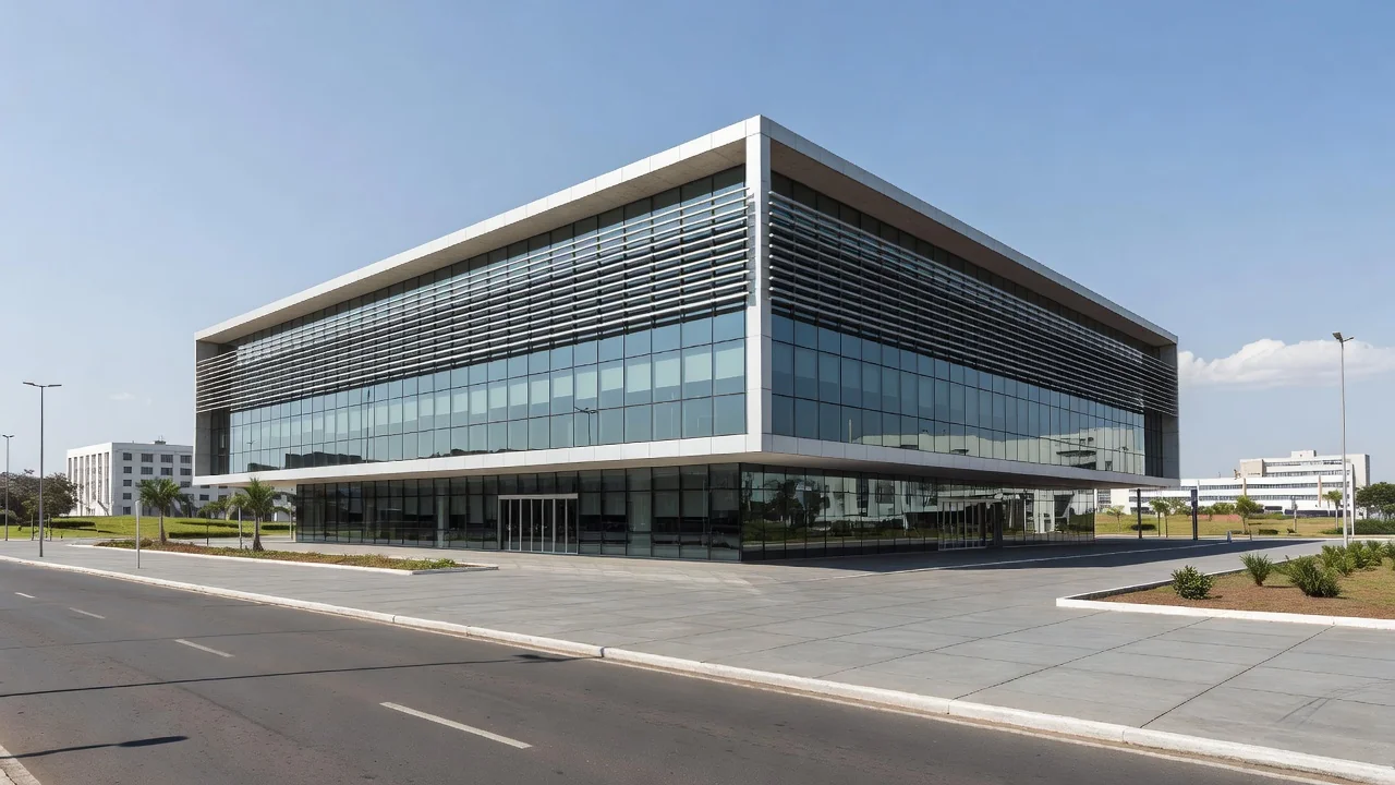 Fachada do Banco de Brasília (BRB) em Brasília sob luz natural