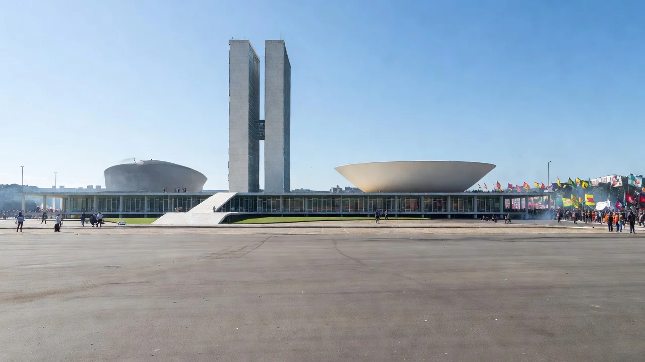 Congresso Nacional em Brasília durante protesto político
