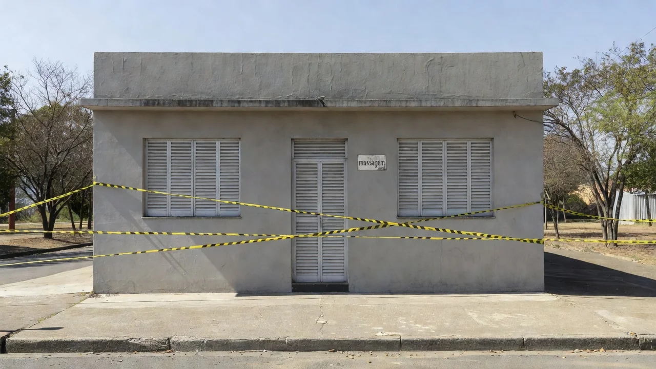 Fachada de casa de massagem fechada pela polícia na 410 Norte em Brasília