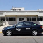 Viatura da Polícia Civil do DF em caso de extorsão em app de casais