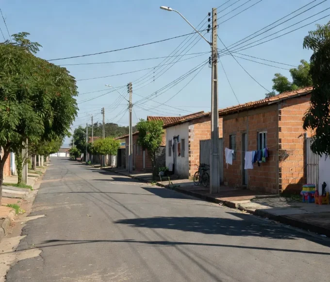 Rua residencial em Nova Esperança, Planaltina, sem energia elétrica