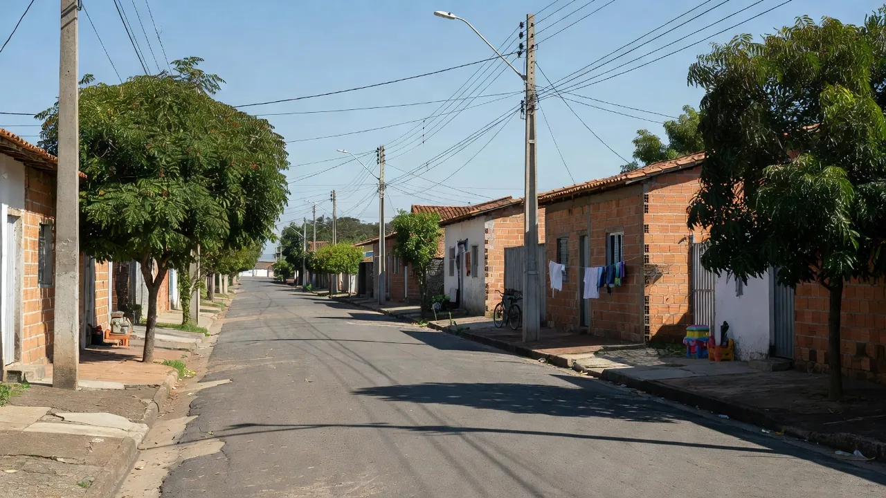 Rua residencial em Nova Esperança, Planaltina, sem energia elétrica