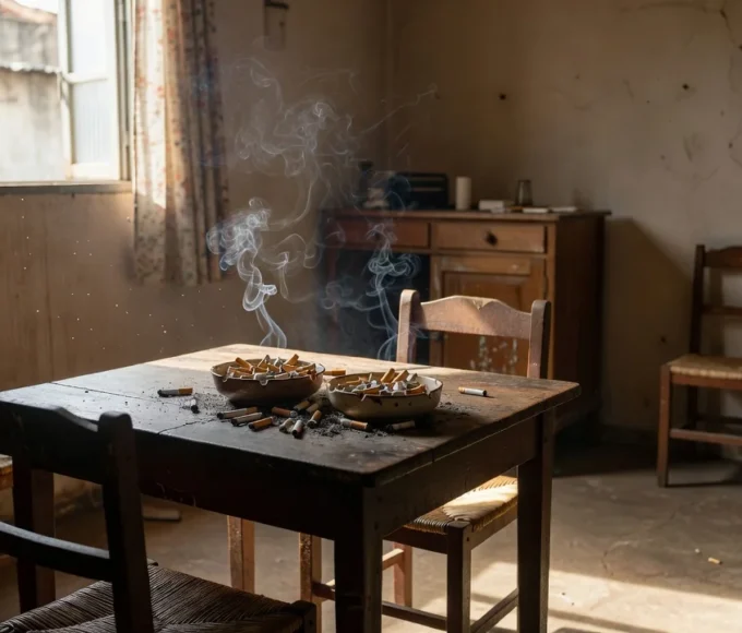 Fumaça de cigarro em ambiente residencial brasileiro representando fumo passivo