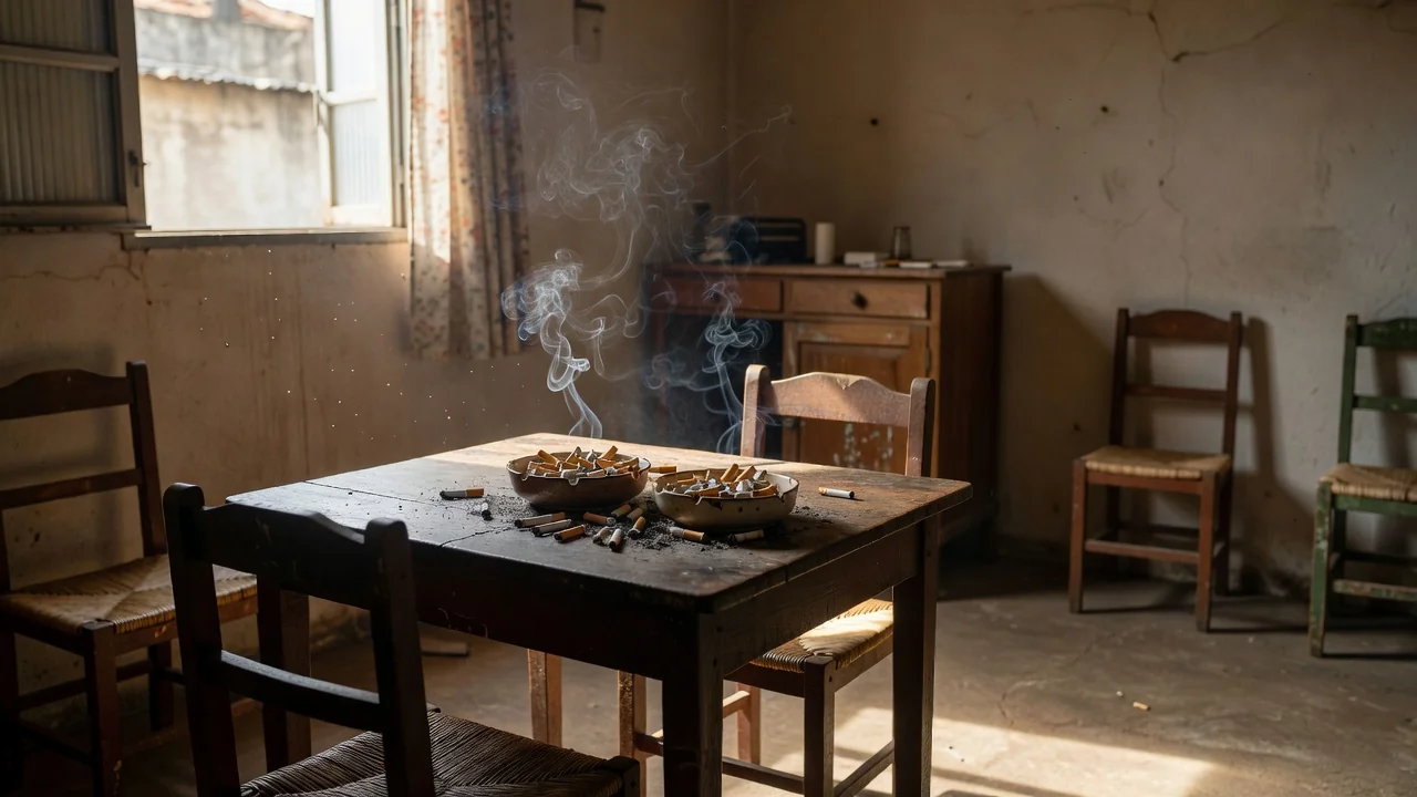 Fumaça de cigarro em ambiente residencial brasileiro representando fumo passivo