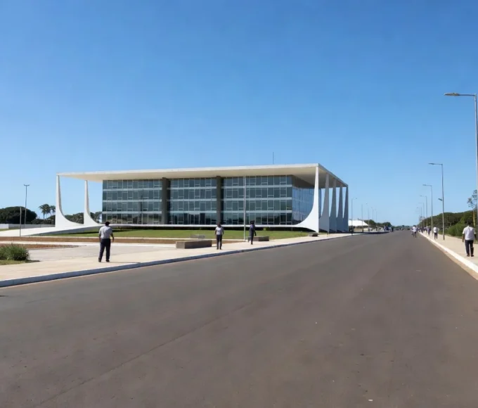 Prédio do STF em Brasília com cena cotidiana na rua