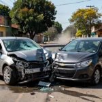 Colisão frontal de carros na Quadra 14 do Arapoanga