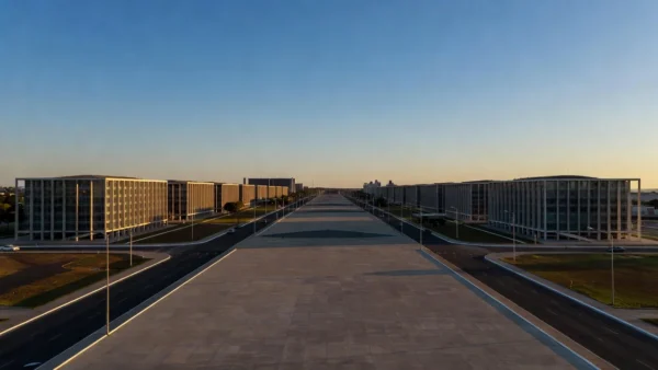 Vista panorâmica de Brasília com planejamento urbano moderno