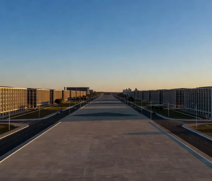 Vista panorâmica de Brasília com planejamento urbano moderno