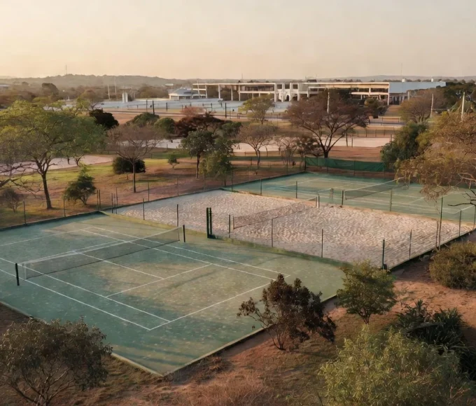 Quadras de beach tennis e tênis em Brasília sob luz natural