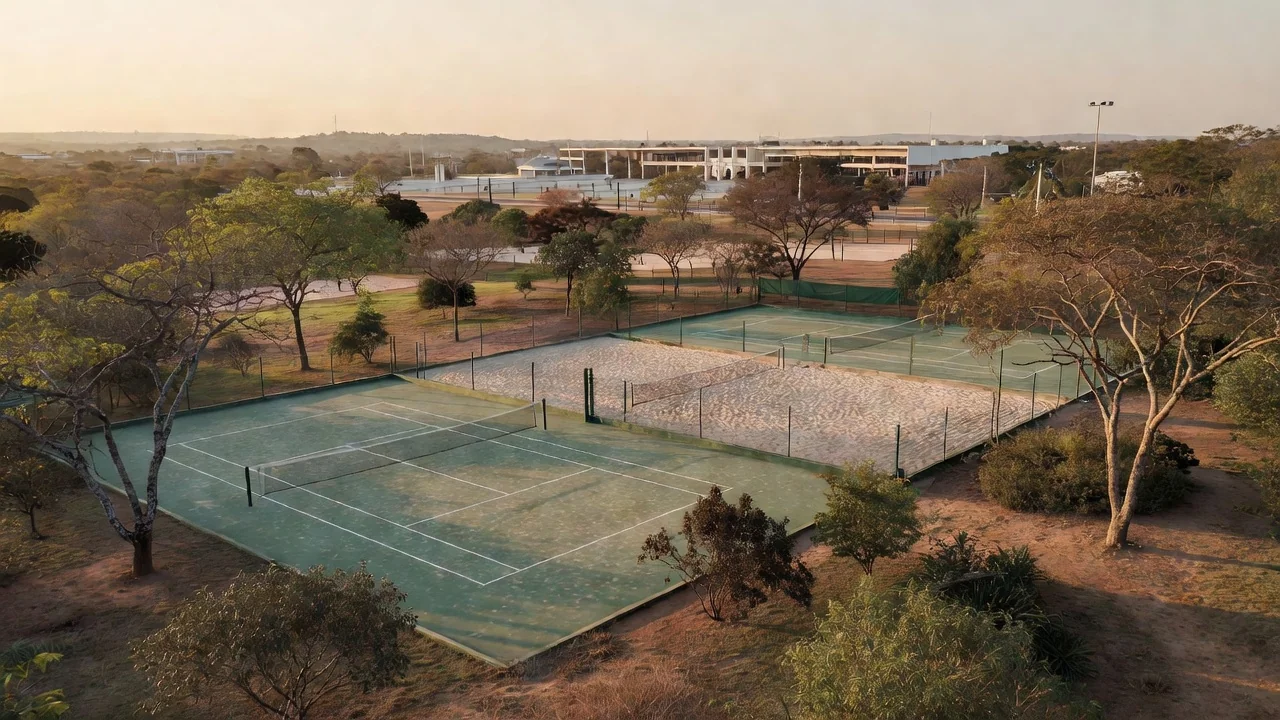 Quadras de beach tennis e tênis em Brasília sob luz natural