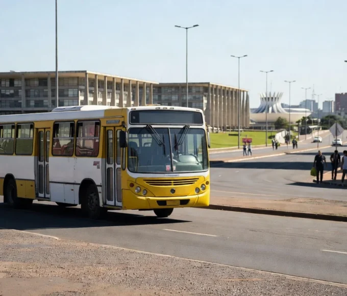 Ônibus urbano trafegando entre Planaltina e Plano Piloto em Brasília