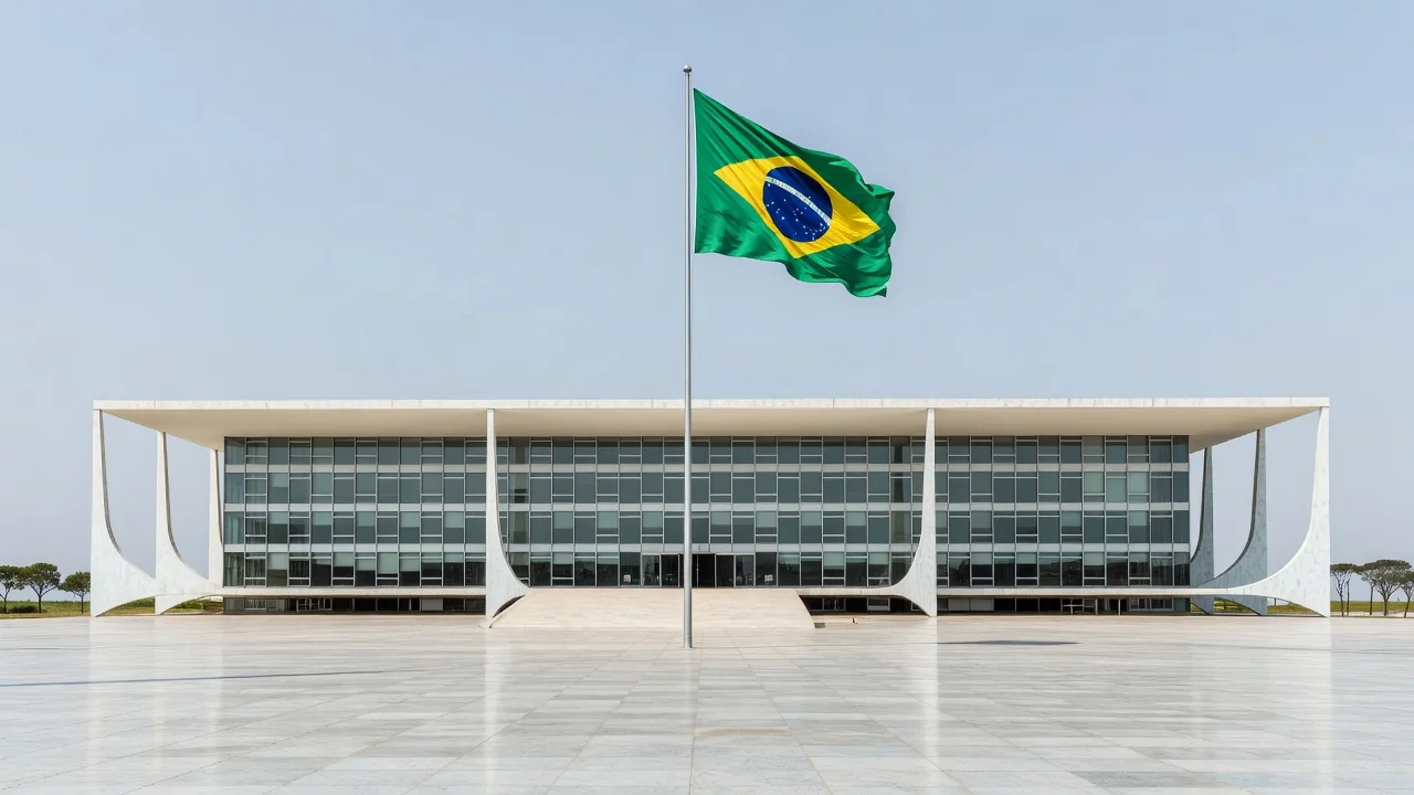 Fachada de prédio institucional em Brasília sob luz natural