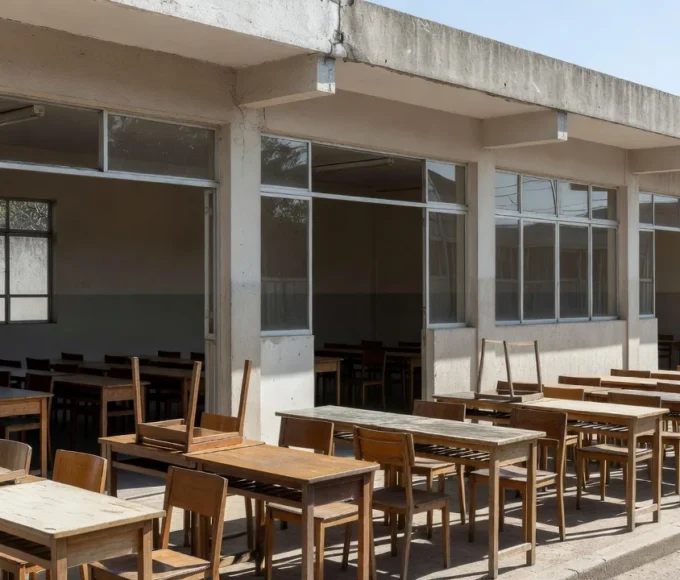 Escola pública brasileira com luz natural, representando educação e LDB
