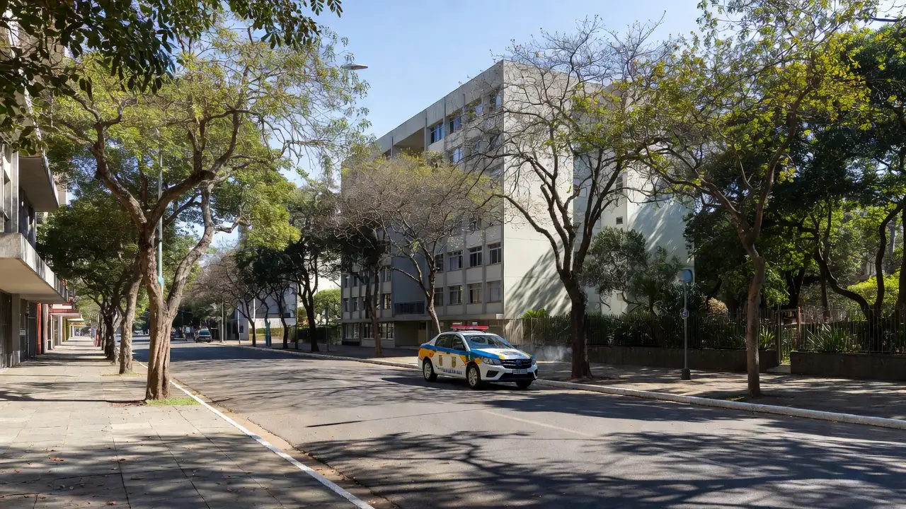 Viatura da polícia em operação na Asa Norte, Brasília