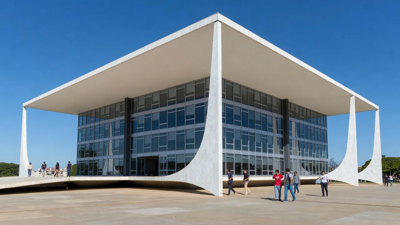 Fachada do Tribunal Superior Eleitoral em Brasília com luz natural