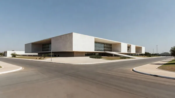 Fachada de prédio judicial em Brasília sob luz natural