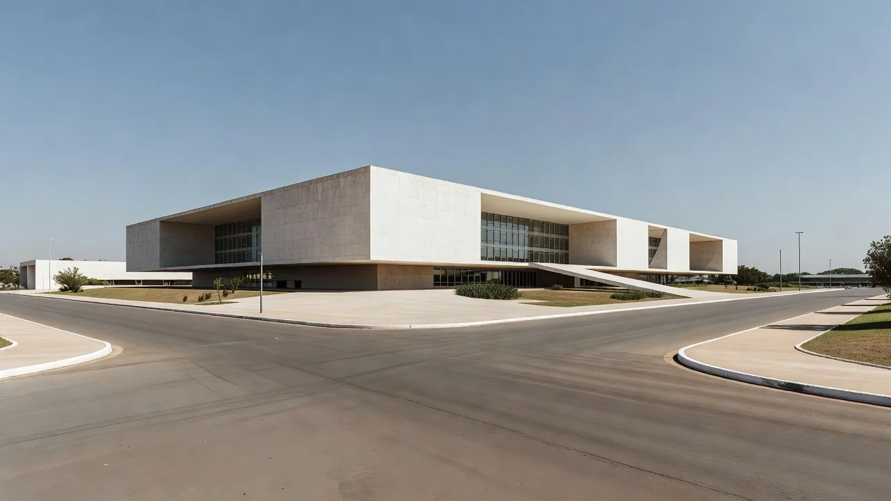 Fachada de prédio judicial em Brasília sob luz natural