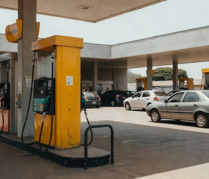 Posto de gasolina no DF com carros abastecendo após alta de preço