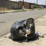 Saco de lixo abandonado em rua do Recanto das Emas, Brasília