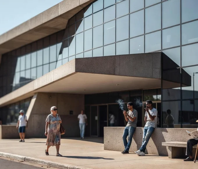 Fachada de prédio público brasileiro em luz natural, relacionado a multa do TRE por vídeos