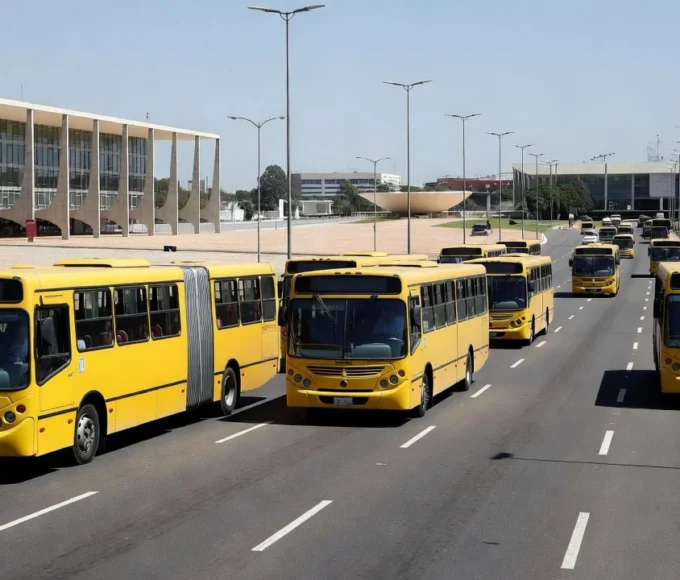 Ônibus urbanos em Brasília após cancelamento de greve dos motoristas