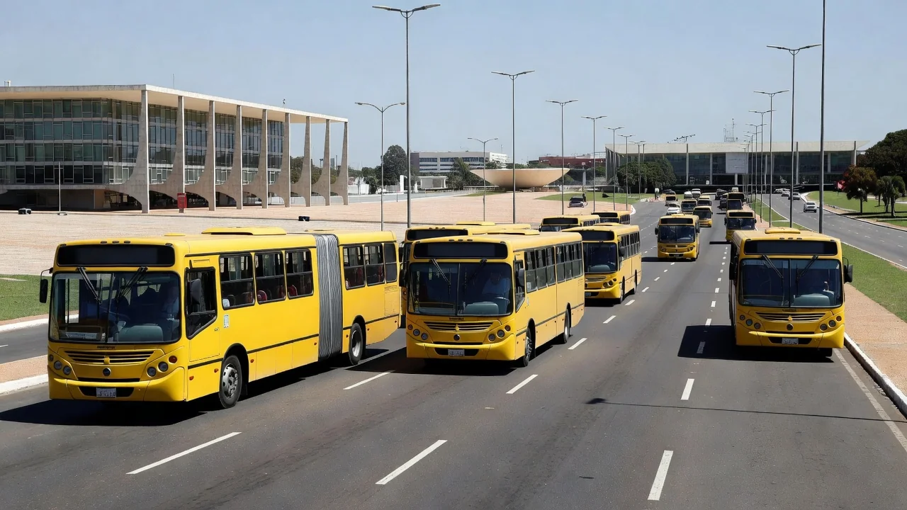 Ônibus urbanos em Brasília após cancelamento de greve dos motoristas