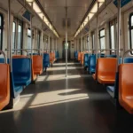 Vagão feminino vazio do metrô de Ceilândia