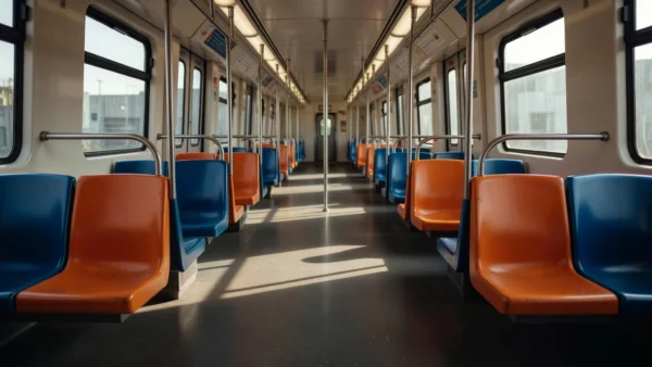 Vagão feminino vazio do metrô de Ceilândia