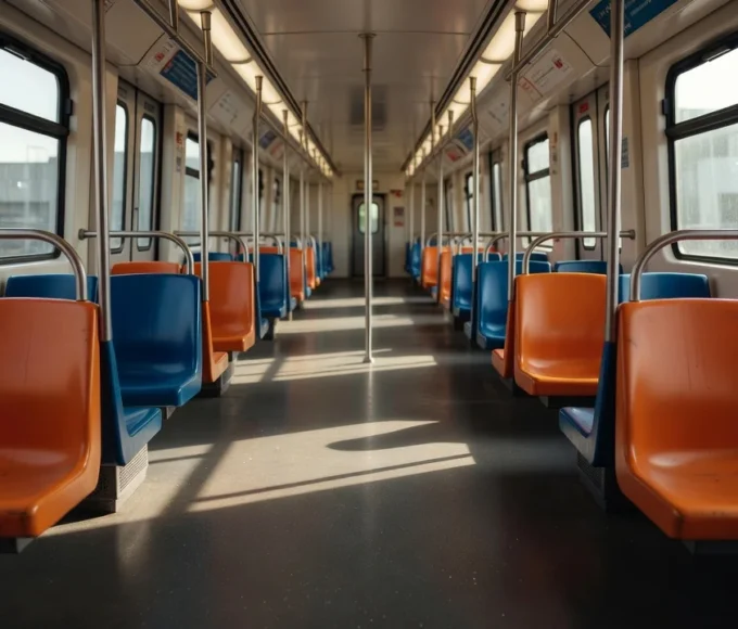 Vagão feminino vazio do metrô de Ceilândia