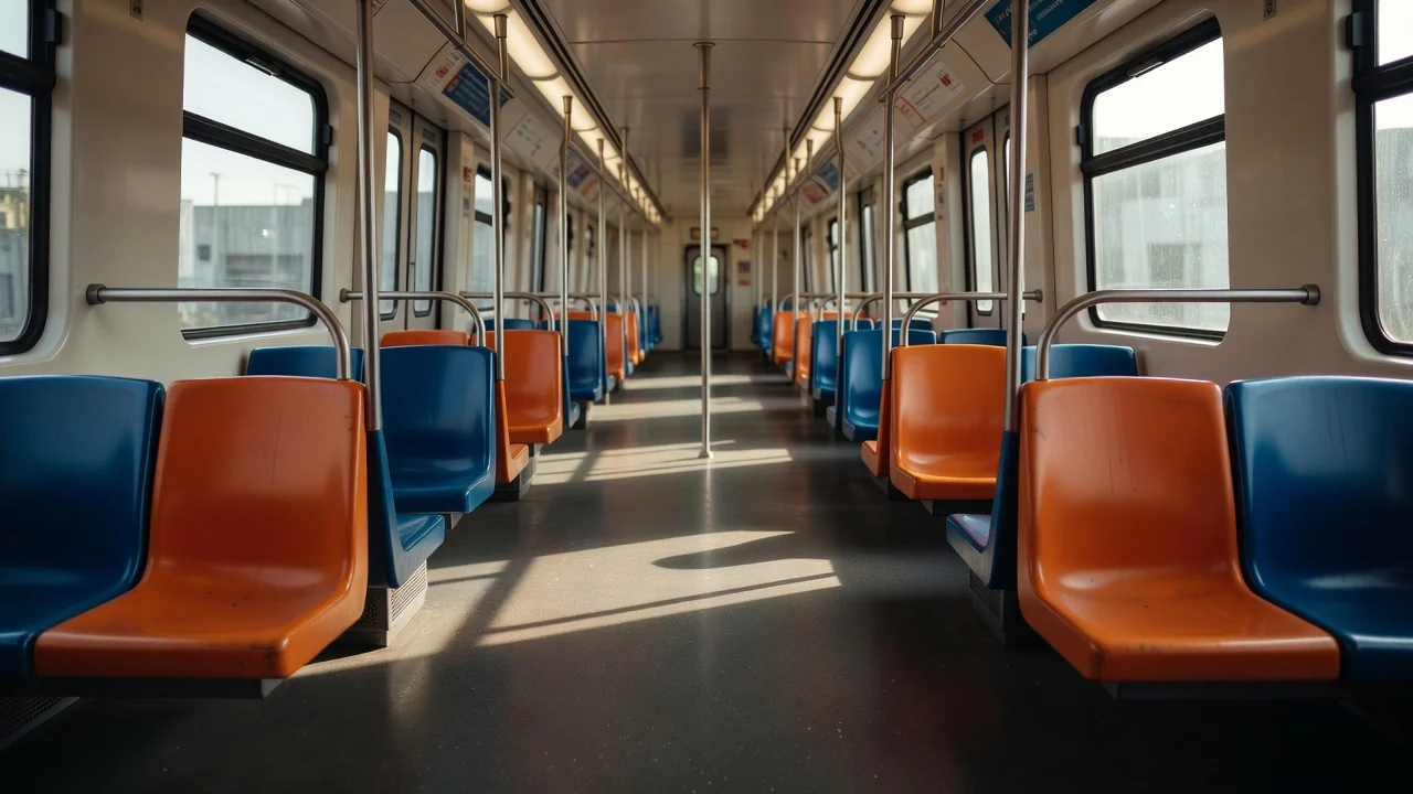 Vagão feminino vazio do metrô de Ceilândia