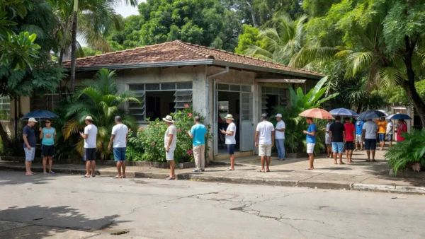 Eleitores de São Sebastião em fila para votar em seção eleitoral