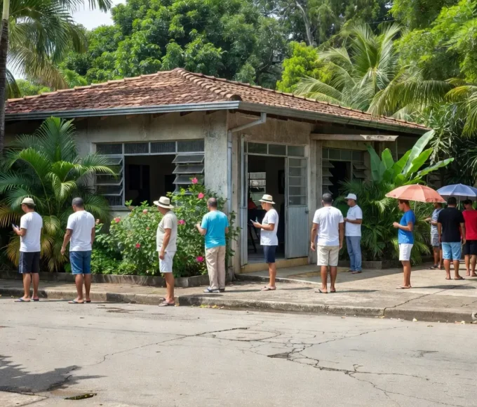 Eleitores de São Sebastião em fila para votar em seção eleitoral