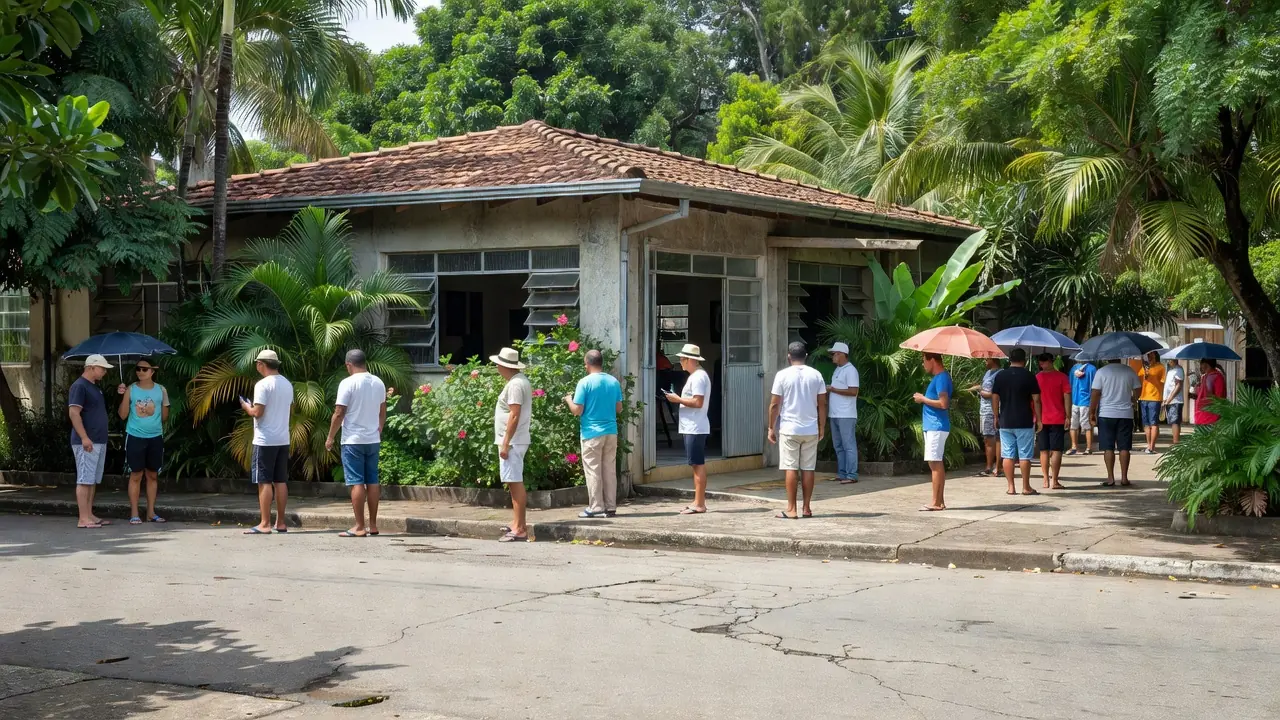 Eleitores de São Sebastião em fila para votar em seção eleitoral