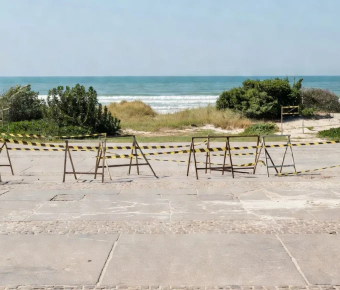 Esplanada isolada com barreiras em São Sebastião