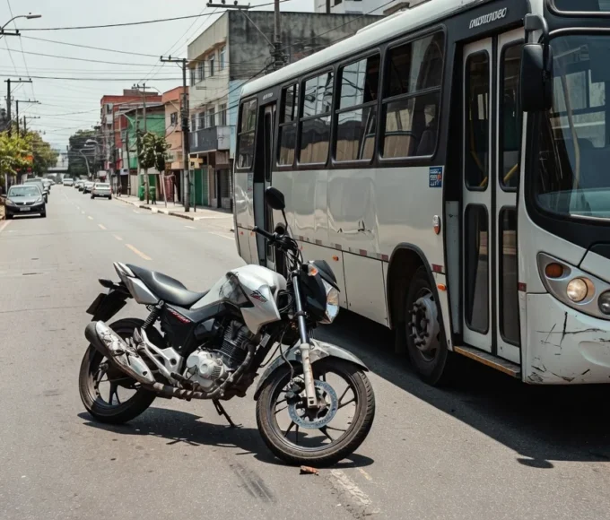 Colisão entre motocicleta e ônibus na QN 11