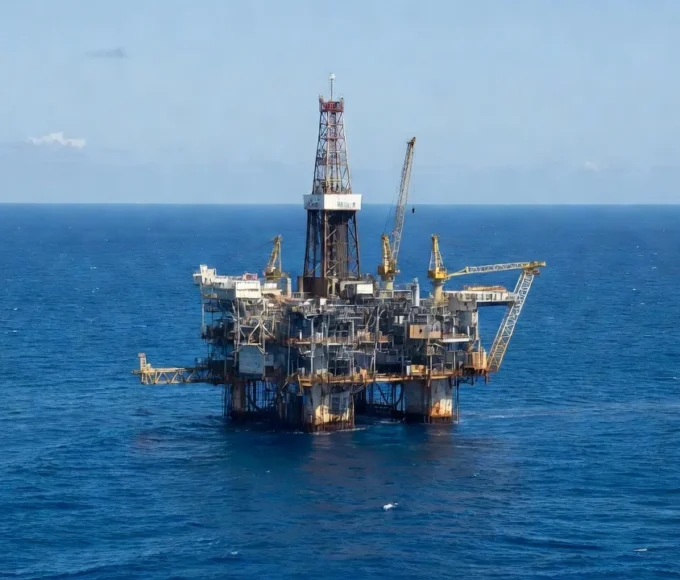 Plataforma de petróleo no mar da costa do Amapá, descoberta da Petrobras